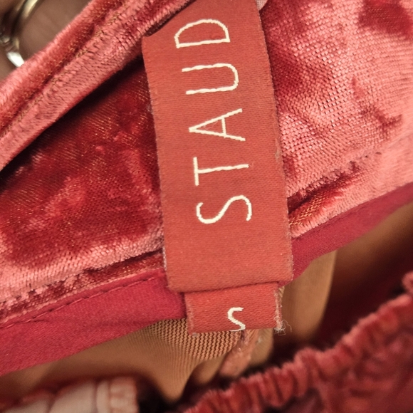 Staud Red Crush Velvet Flare Leg Pull-On Pants Size S - Picture 6 of 10